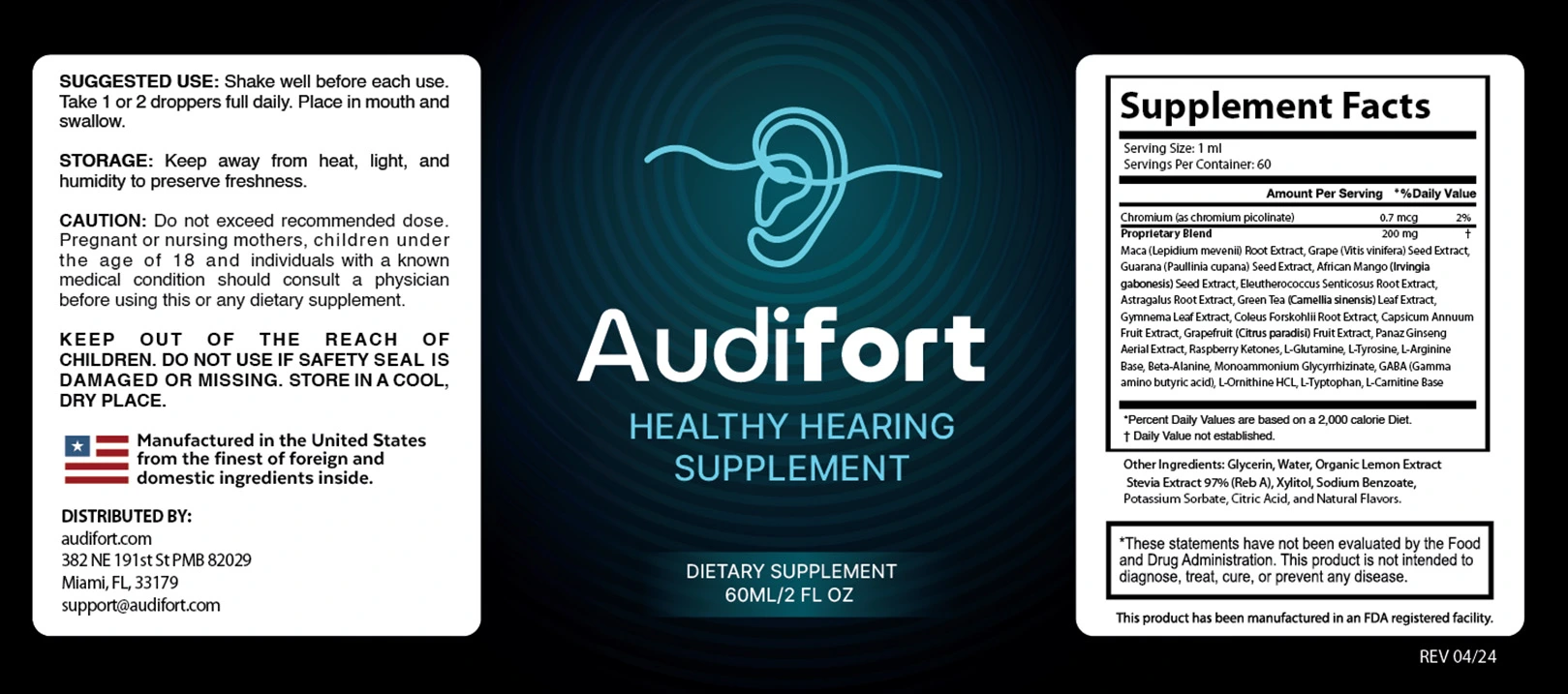 The product's full label, including the Supplement Facts panel
