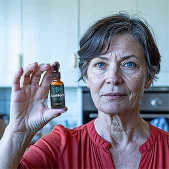 Person holding a bottle of the supplement