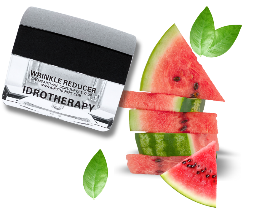 Idrotherapy jar with fresh watermelon slices